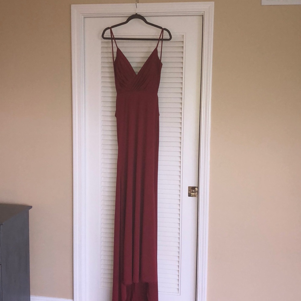 Prom/evening/formal Backless Long Burgundy Dress.